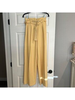 Topshop Butter Yellow High Waist Wide Leg Trouser Pants Size 4 NWOT